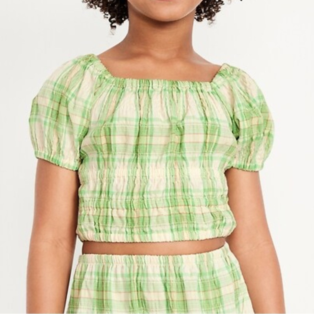 Old Navy Gap Smocked Crop Top Shirt Puff Short Sleeves Girls XL 14/16 - Picture 2 of 16